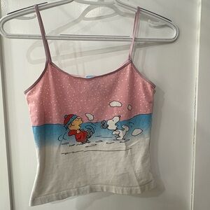 Peanuts Pink and White Graphic Top